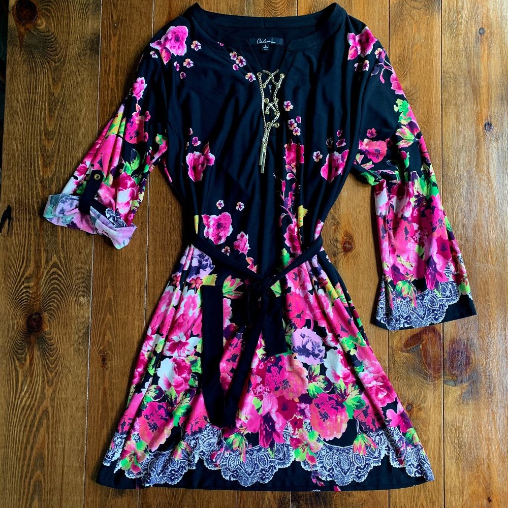 CALESAS | Black Pink Floral Dress